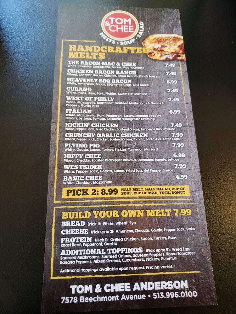 Tom and Chee - Cincinnati, OH menu_pic