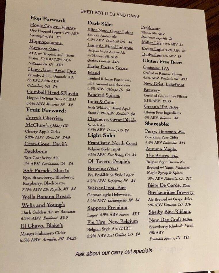 Uncorked - Rochester, IN menu_pic
