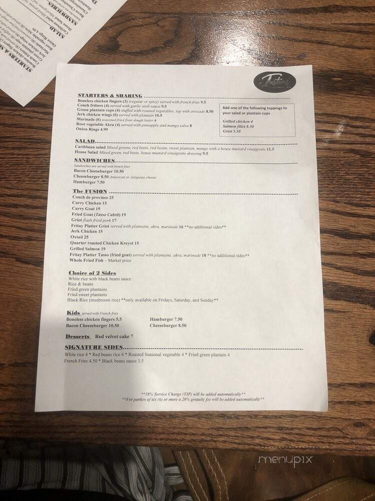 Justins Caribbean Fusion Restaurant - Orlando, FL menu_pic