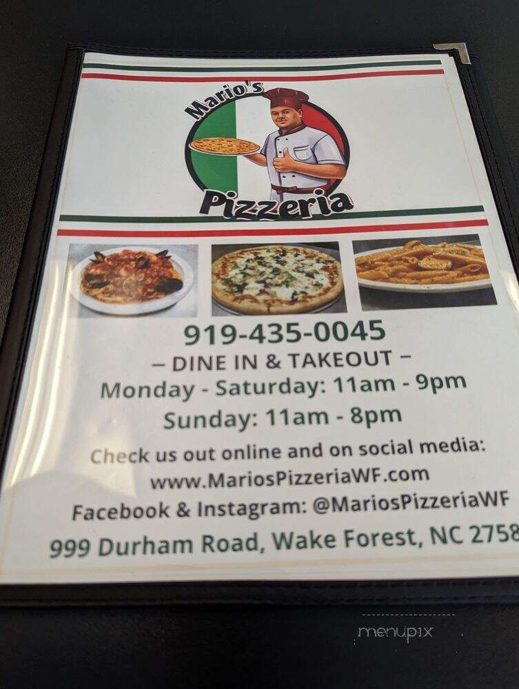 Mario's Pizzeria - Wake Forest, NC menu_pic