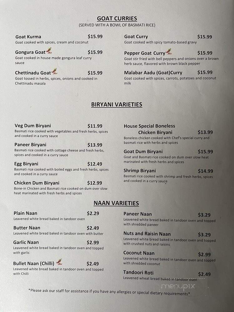 Biryani Kitchen - Warsaw, IN menu_pic