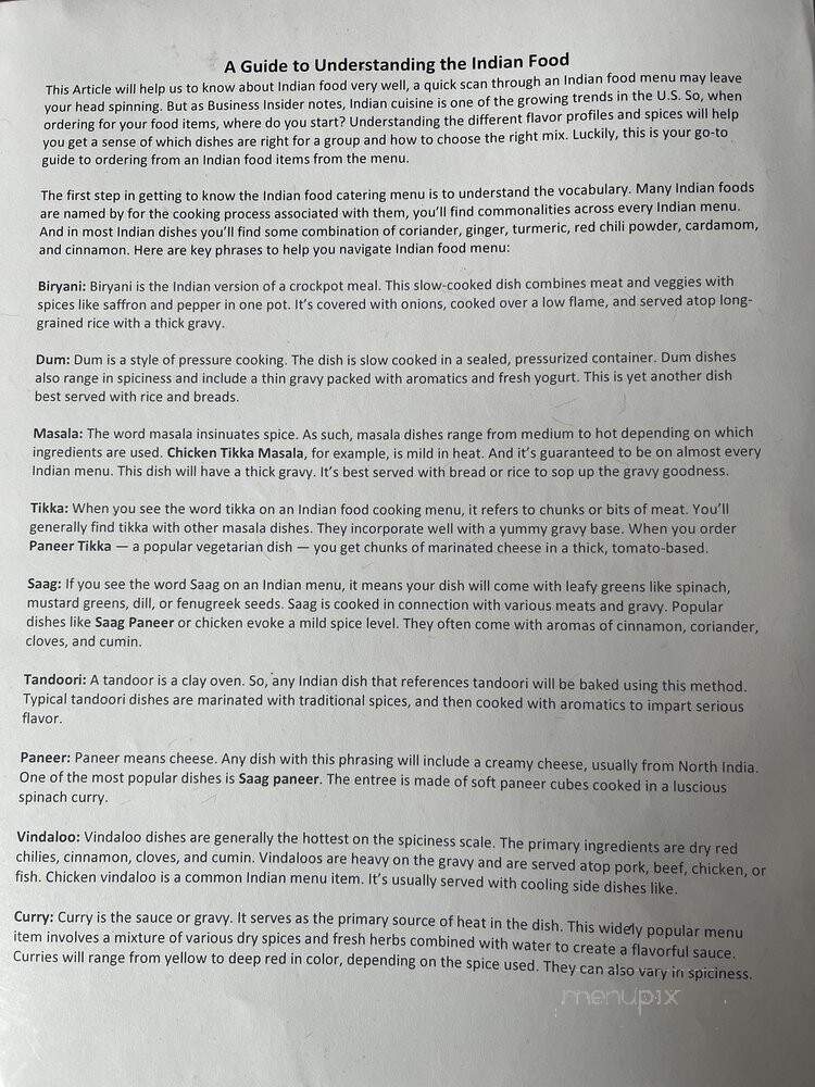 Biryani Kitchen - Warsaw, IN menu_pic