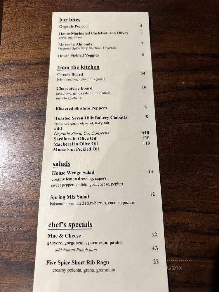 Cordial Cellar + Lounge - Castro Valley, CA menu_pic
