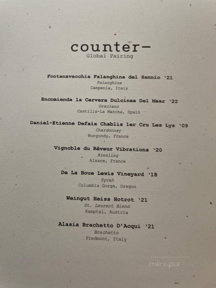Counter - Charlotte, NC menu_pic