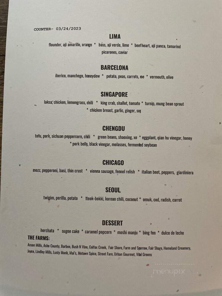 Counter - Charlotte, NC menu_pic