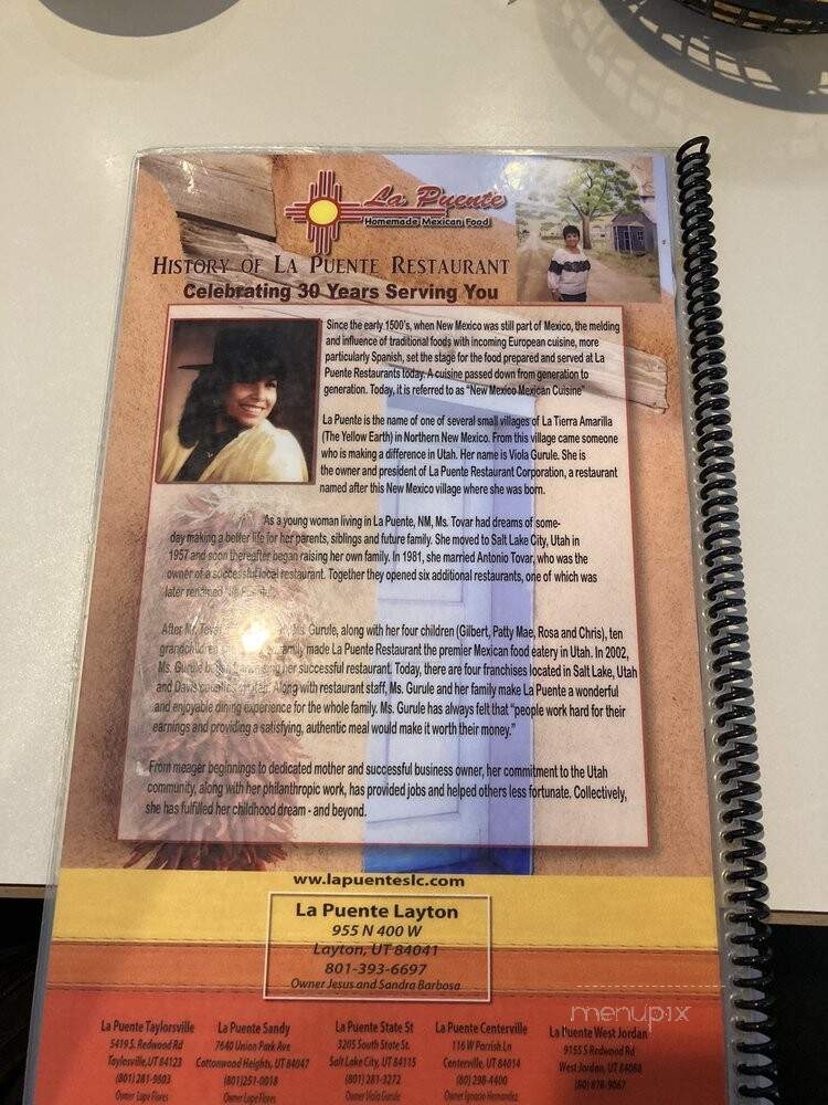 La Puente Homemade Mexican Food - Layton, UT menu_pic