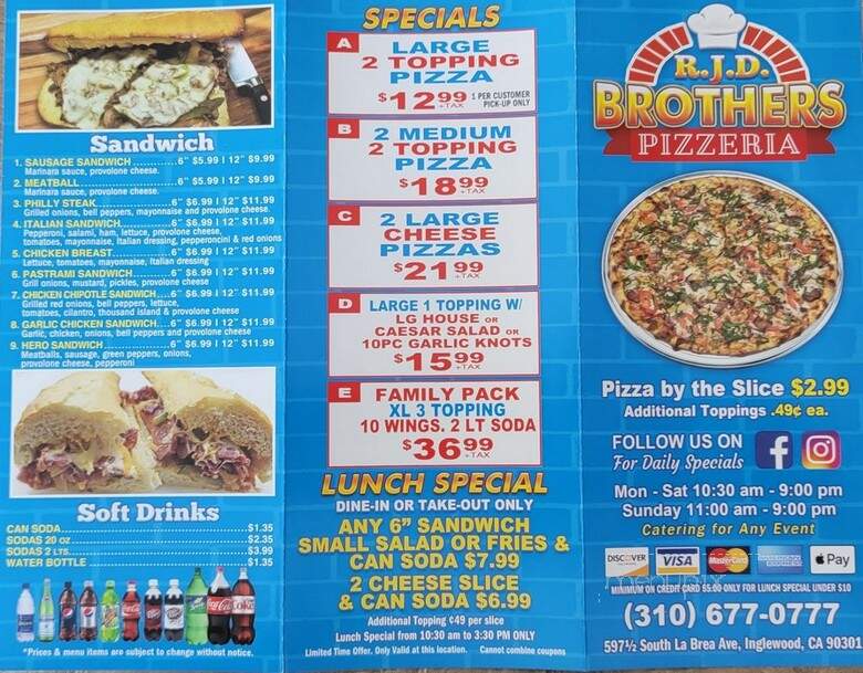 RJD Brothers Pizzeria - Inglewood, CA menu_pic