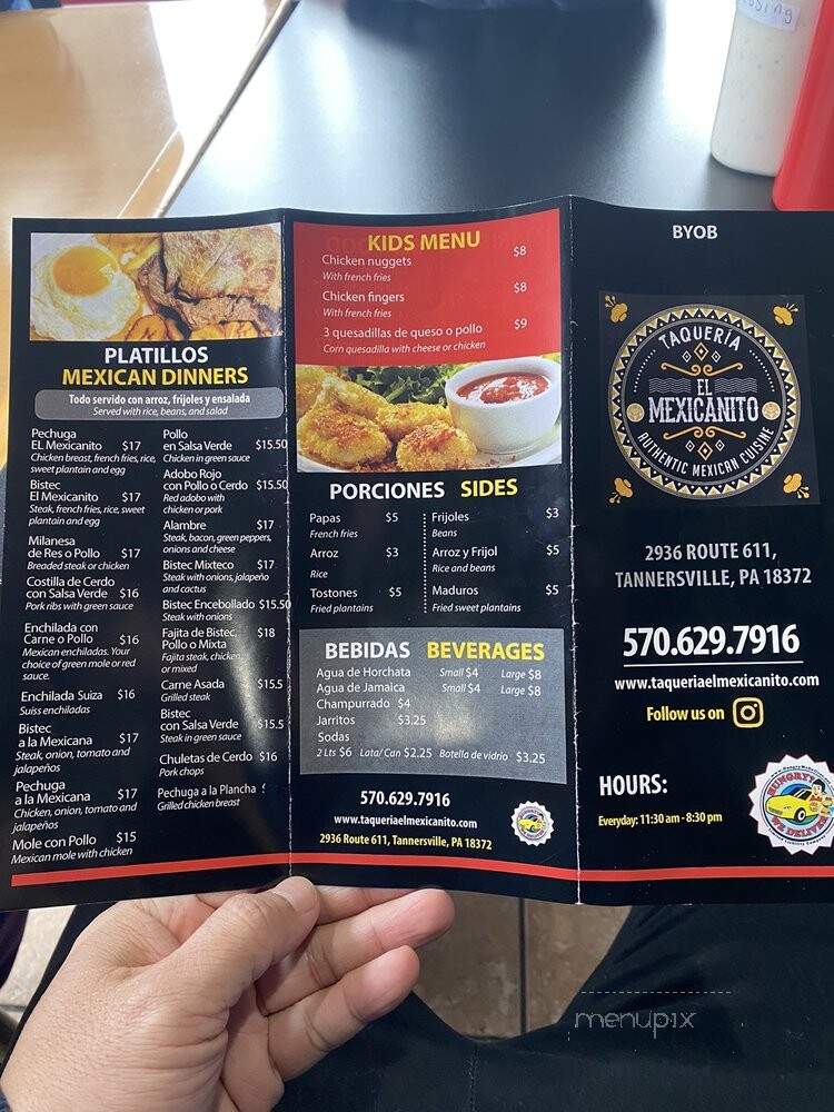 Taqueria el Mexicanito Restaurant - Tannersville, PA menu_pic
