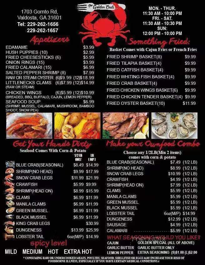The Golden Crab - Valdosta, GA menu_pic