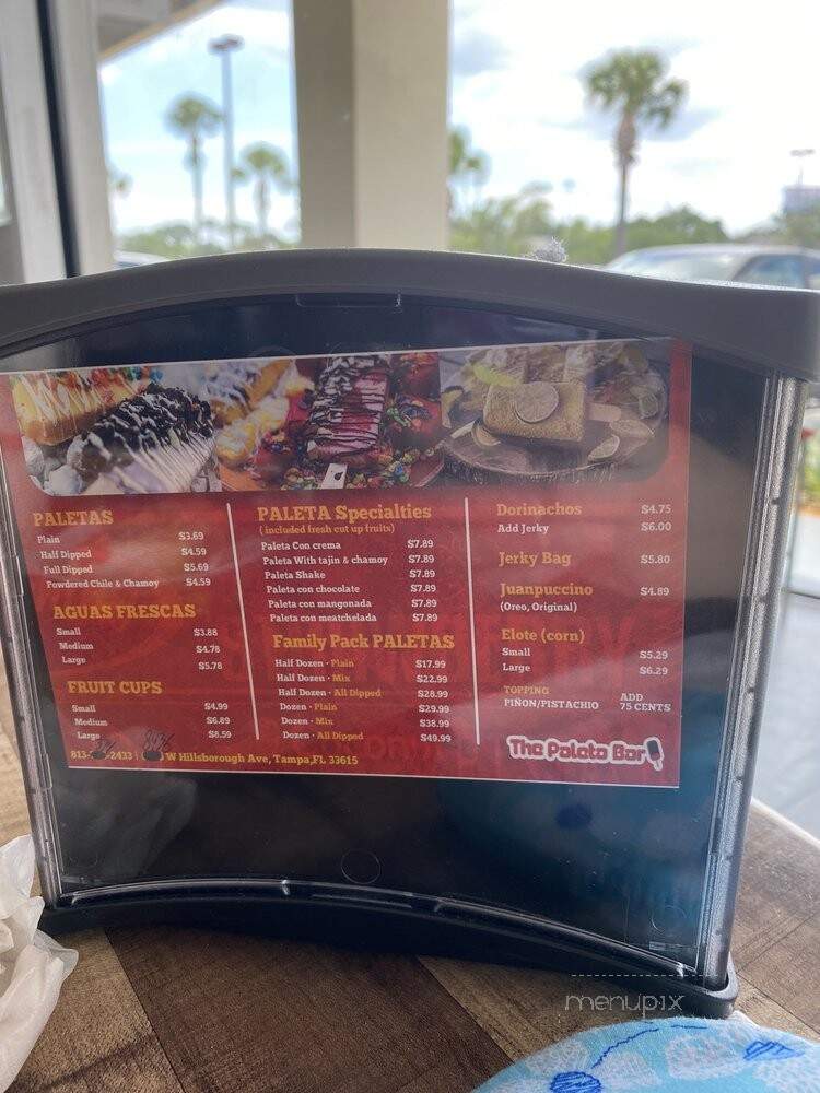 The Paleta Bar - Tampa, FL menu_pic