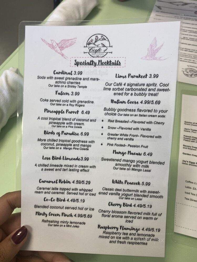 Cafe 4 - Fort Worth, TX menu_pic
