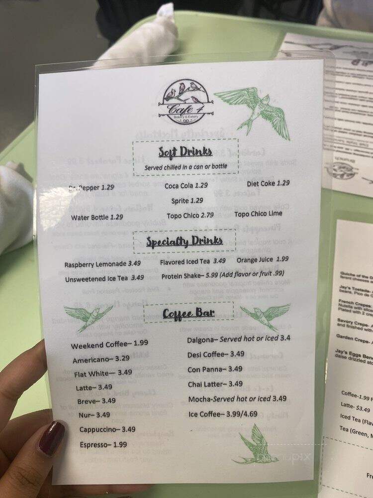 Cafe 4 - Fort Worth, TX menu_pic