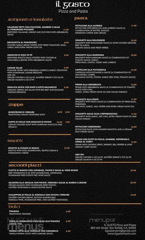 IL Gusto - San Rafael, CA menu_pic