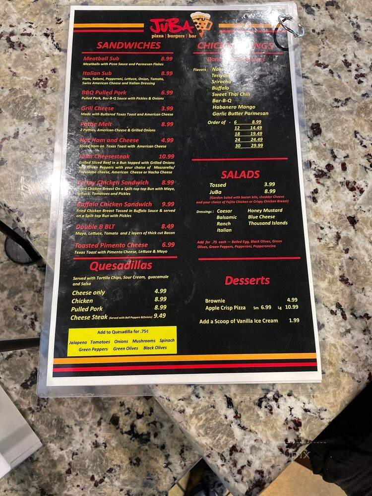 Juba Pizza Bar - ANNA, TX menu_pic