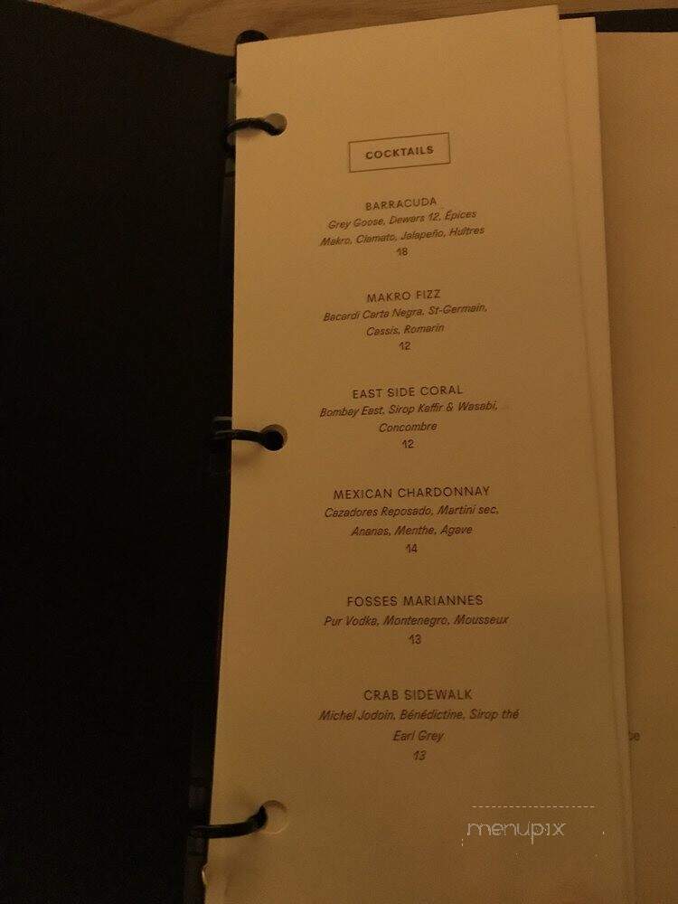 Makro - Montreal, QC menu_pic