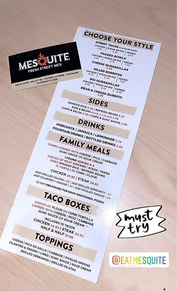 Mesquite Fresh Street Mex - Phoenix, AZ menu_pic