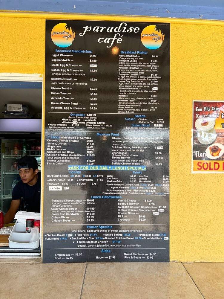 Paradise Cafe - Key West, FL menu_pic