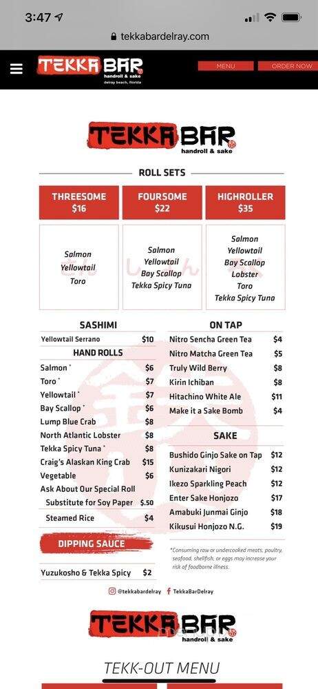 Tekka Bar Handroll & Sake - Delray Beach, FL menu_pic