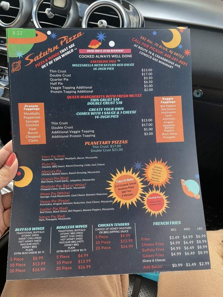 Saturn Pizza - Brick, NJ menu_pic