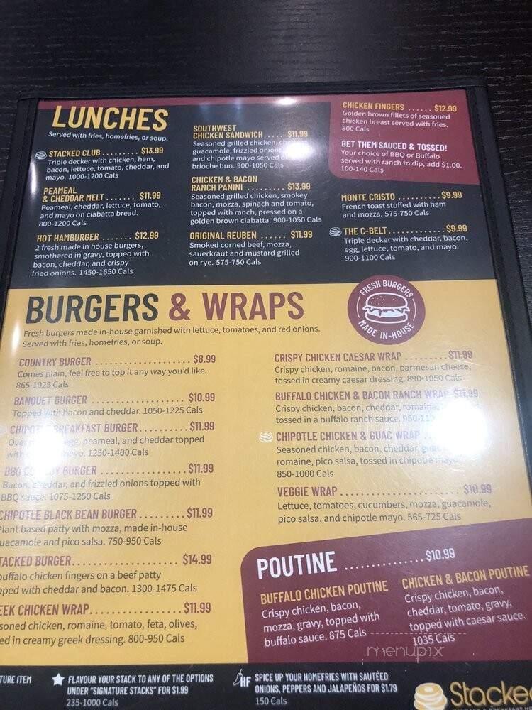 Stacked Pancake & Breakfast House - Burlington, ON menu_pic