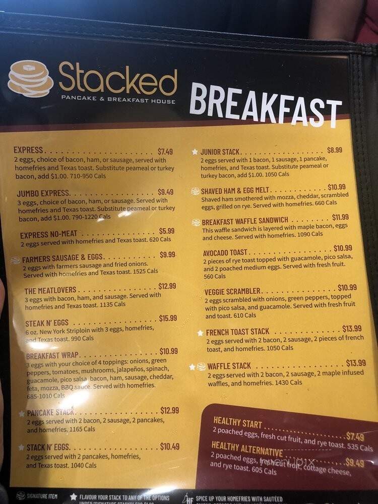Stacked Pancake & Breakfast House - Burlington, ON menu_pic