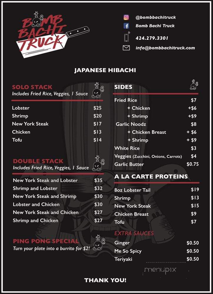 Bomb Bachi - Los Angeles, CA menu_pic