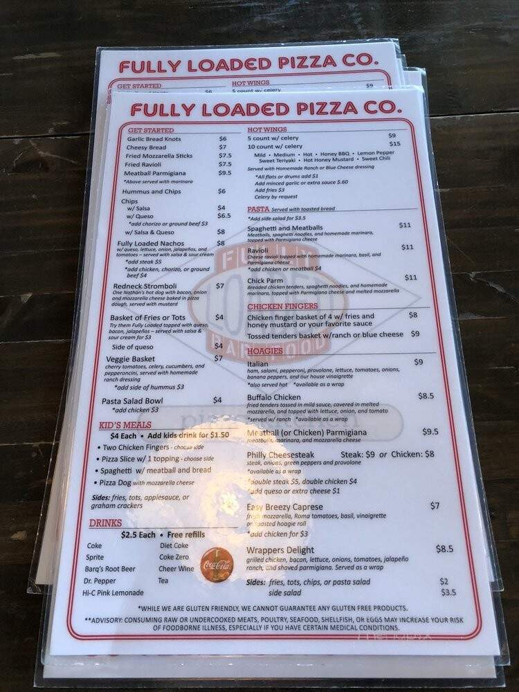 Fully Loaded Pizza Kitchen - Athens, GA menu_pic