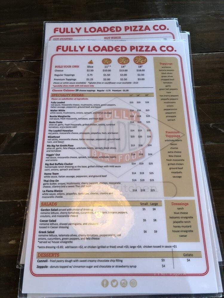 Fully Loaded Pizza Kitchen - Athens, GA menu_pic