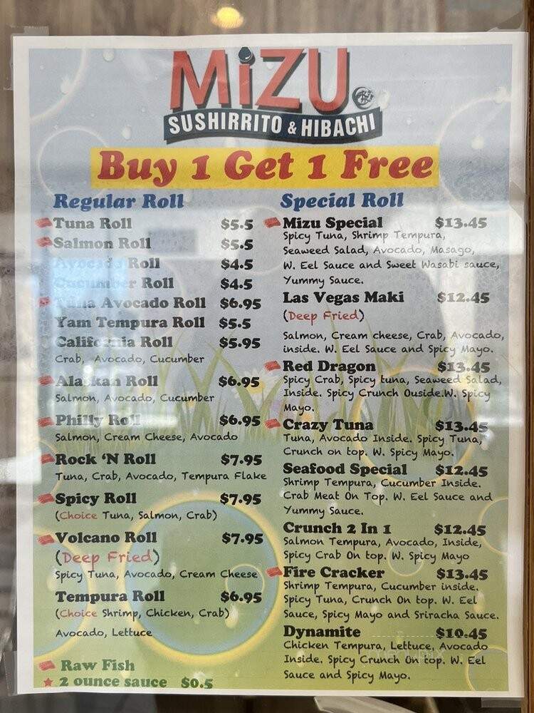 Mizu Sushirrito & Hibachi - Tallahassee, FL menu_pic