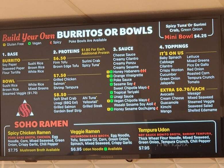 Soho Sushi Burrito - North Las Vegas, NV menu_pic