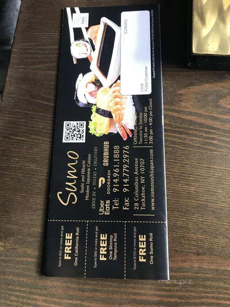 Sumo Sushi and Hibachi - Tuckahoe, NY menu_pic