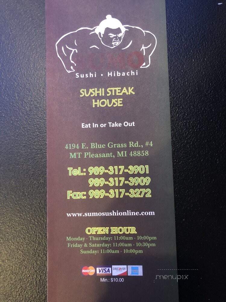 Sumo Sushi Steak House - Mount Pleasant, MI menu_pic