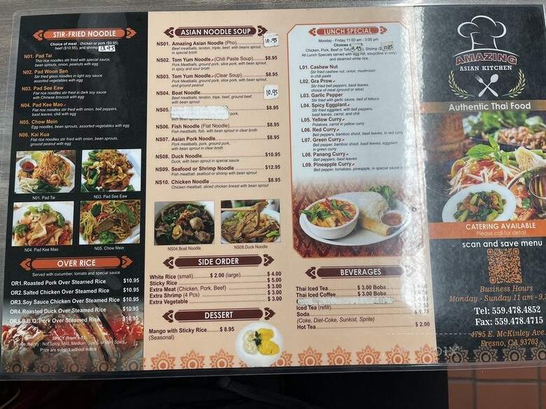 Amazing Asian Kitchen - Fresno, CA menu_pic