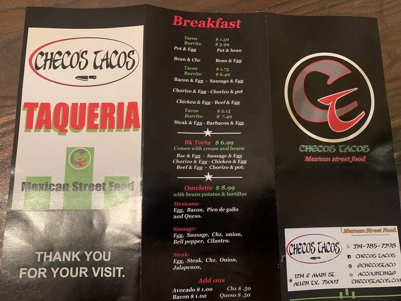 Checos Tacos - Allen, TX menu_pic