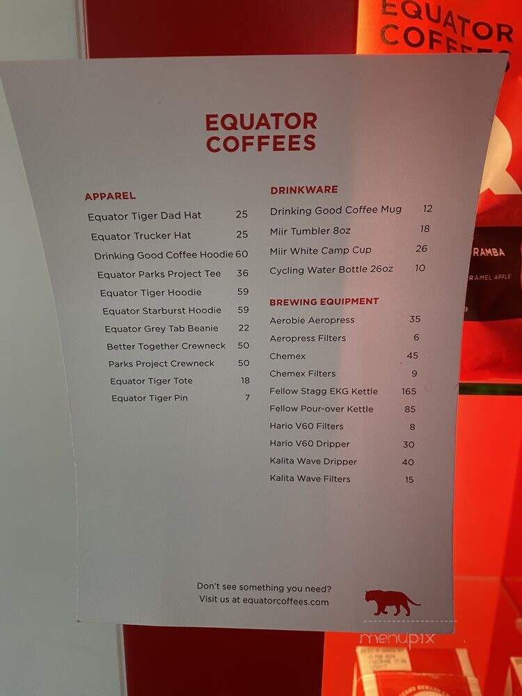 Equator Coffees - Burlingame, CA menu_pic