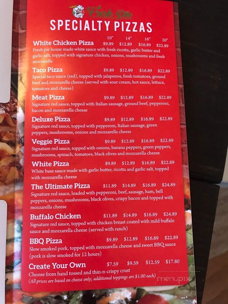 Fresh Pie Pizza - Byron, GA menu_pic