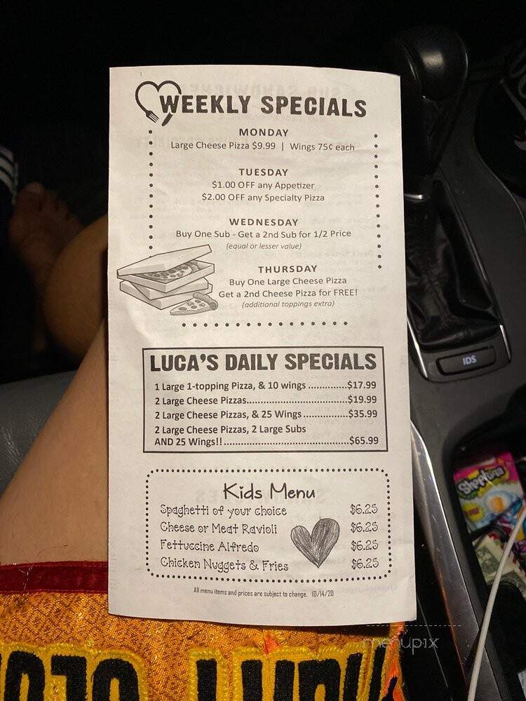 Luca's Pizza Express - Ashland, VA menu_pic