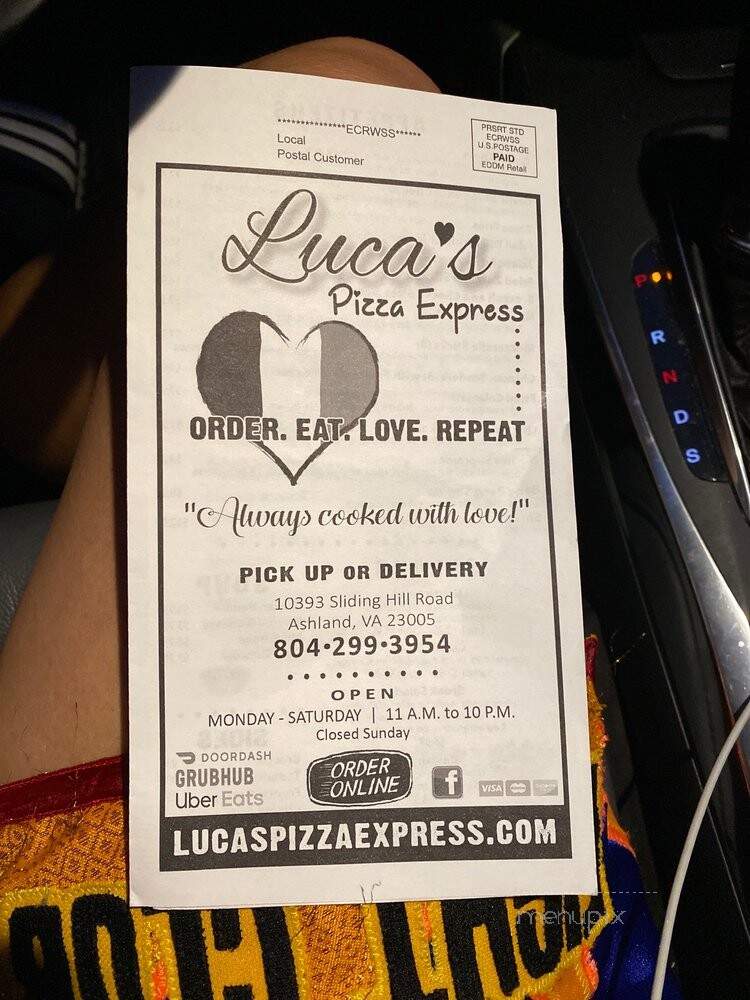 Luca's Pizza Express - Ashland, VA menu_pic