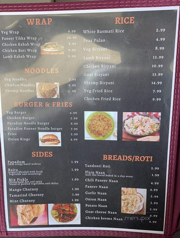 Paradise Indian Grill - Sacramento, CA menu_pic