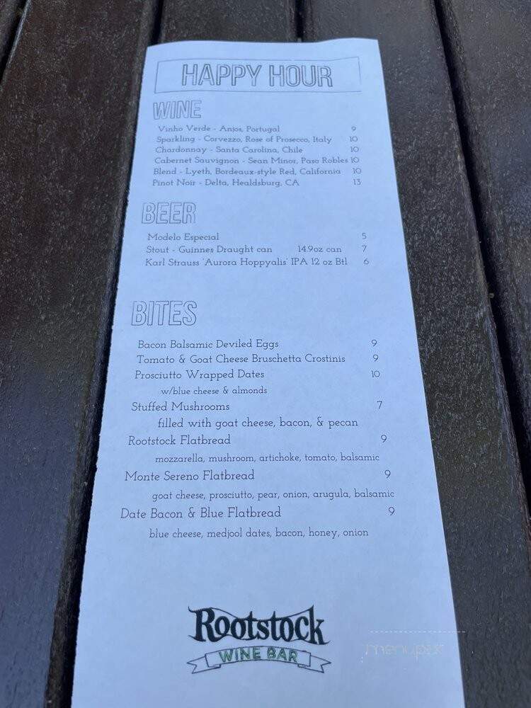 Rootstock Wine Bar - Mountain View, CA menu_pic