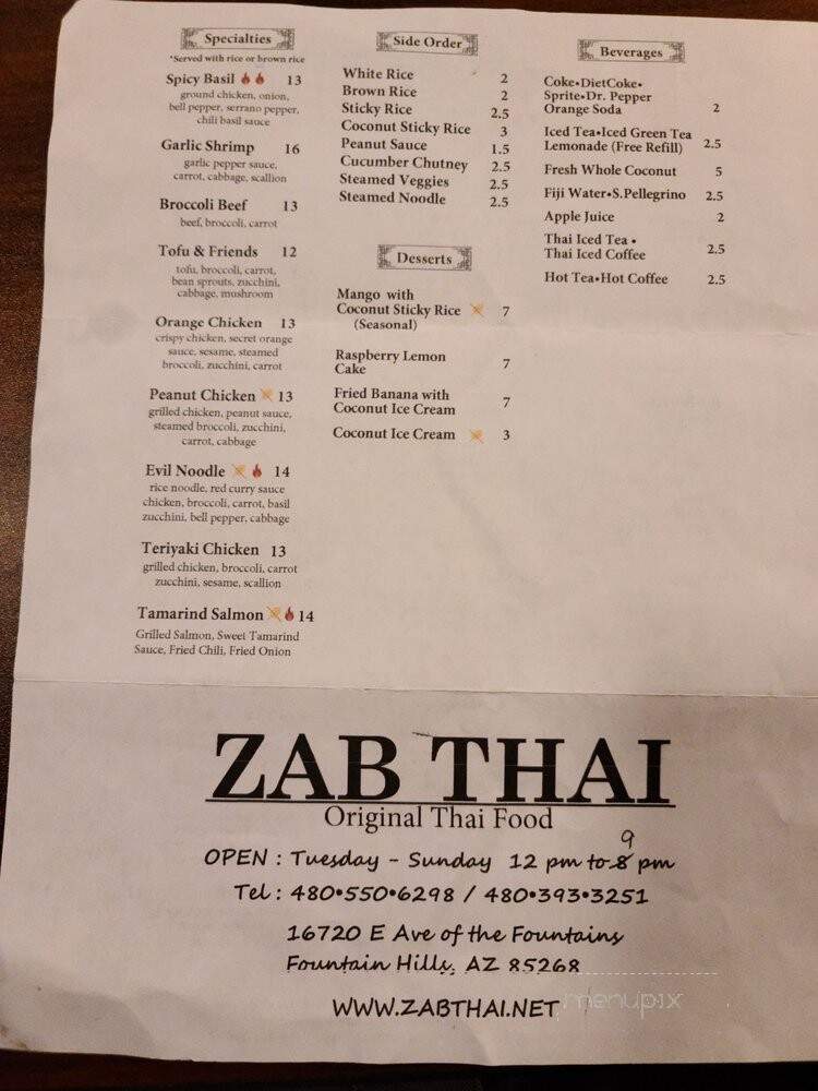 Zab Thai Kitchen - Fountain Hills, AZ
