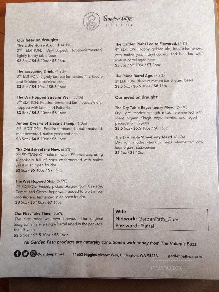 Garden Path Fermentation - Burlington, WA menu_pic