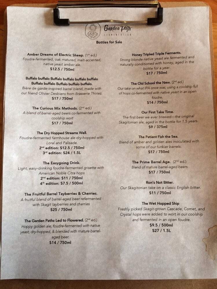 Garden Path Fermentation - Burlington, WA menu_pic