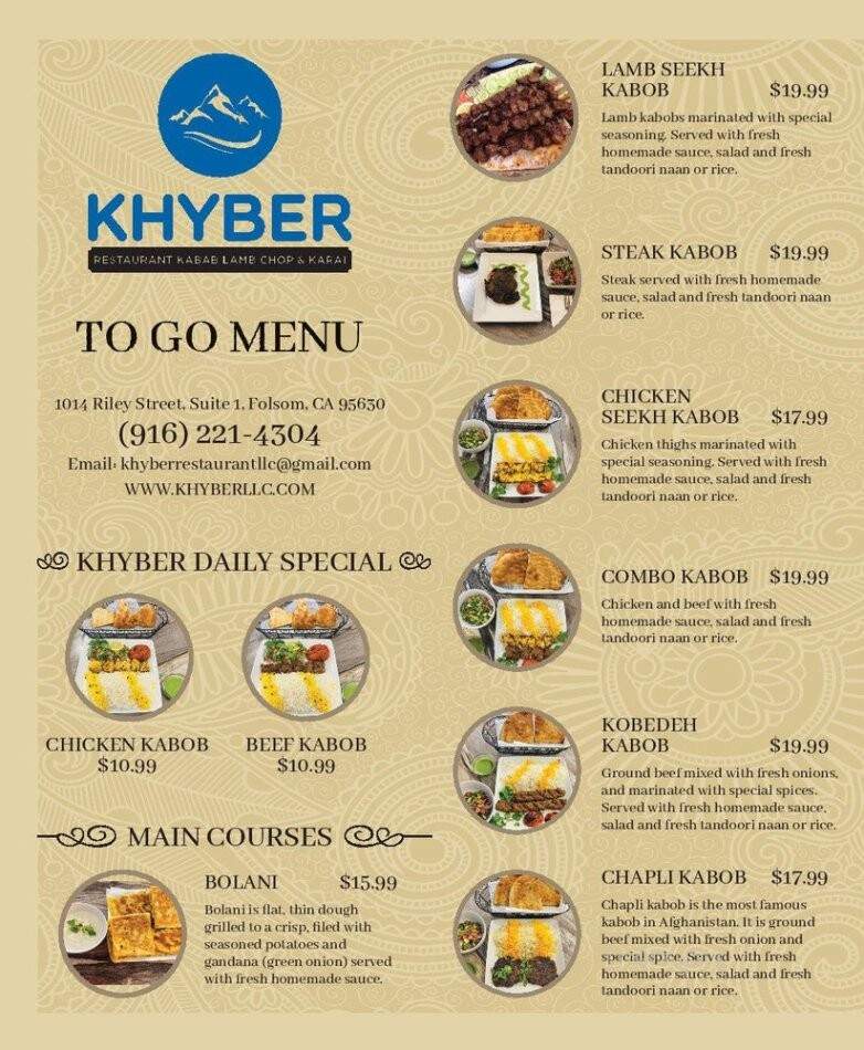Khyber Restaurant - Folsom, CA menu_pic