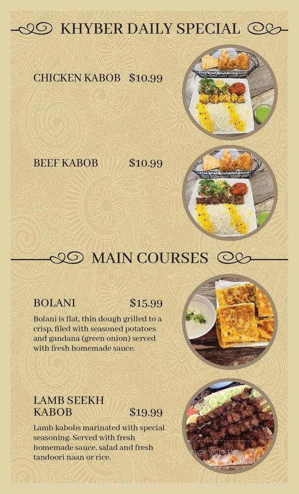 Khyber Restaurant - Folsom, CA menu_pic