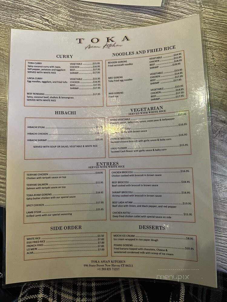 TOKA Asian Kitchen - New Haven, CT menu_pic