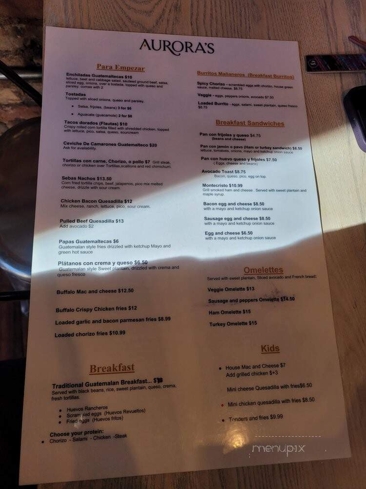 Auroras Bakery and Restaraunt - Hartford, CT menu_pic