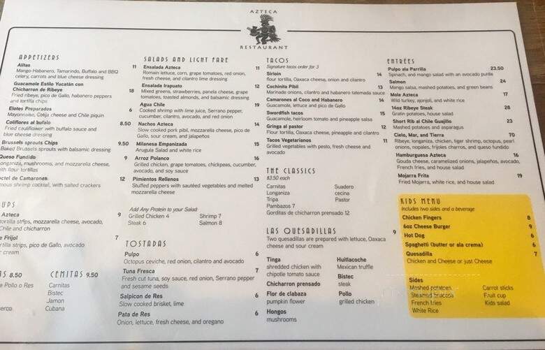 Azteca Restaurant - Bridgeport, CT menu_pic