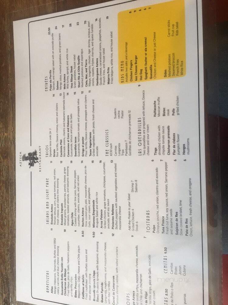 Azteca Restaurant - Bridgeport, CT menu_pic