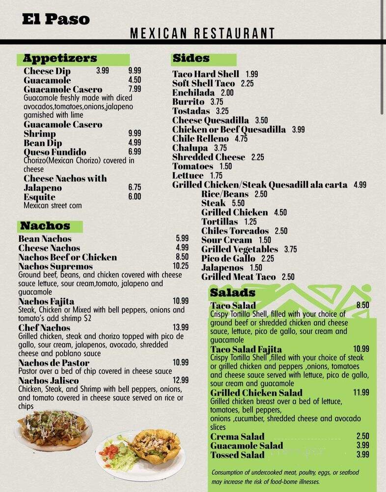 El Paso Mexican Restaurant - Clarksville, TN menu_pic